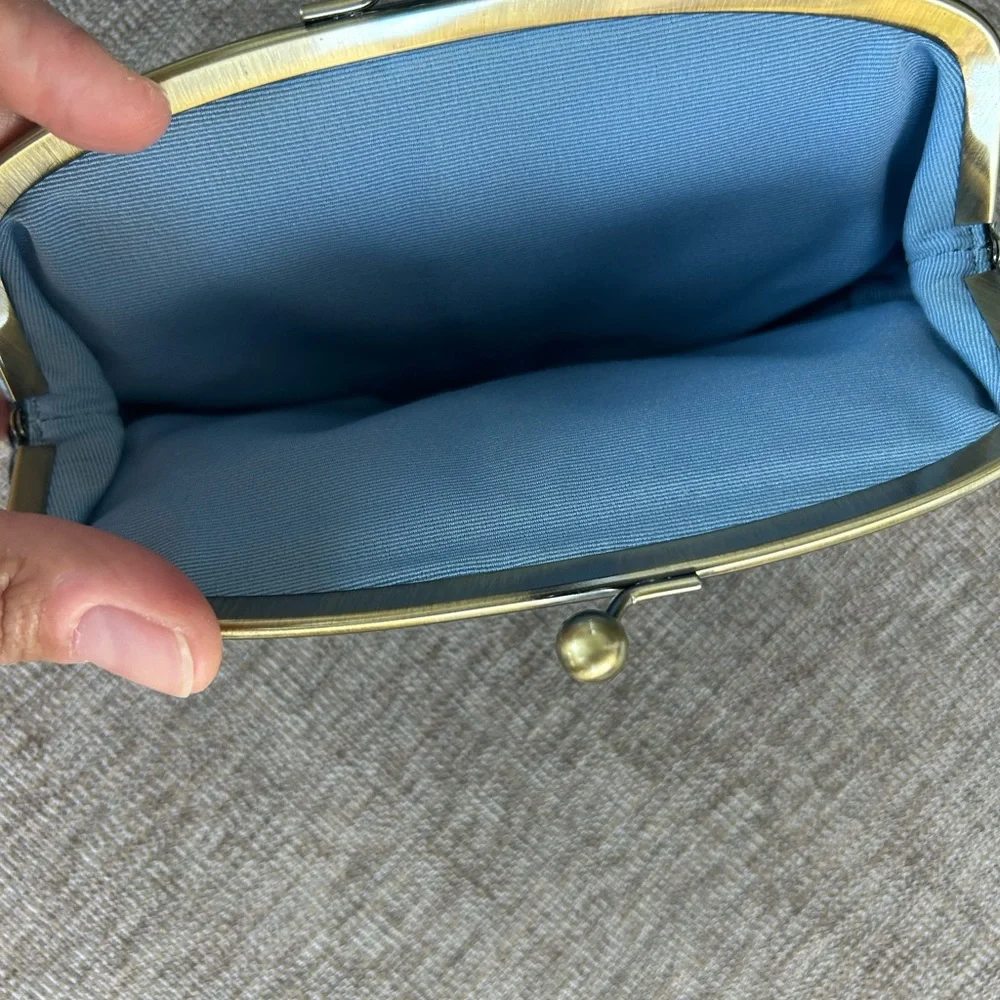 Coach Teal and gray large kisslock - Picture 4 of 5